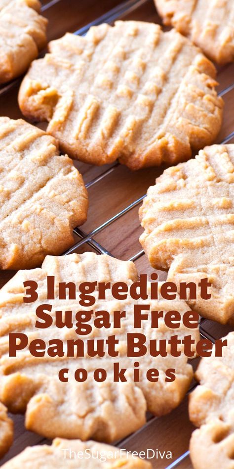 Sugar Free Peanut Butter Cookies, Sugar Free Cookie Recipes, Sugar Free Desserts Easy, Low Sugar Desserts, Biscuits Diététiques, Sugar Free Peanut Butter, Sugar Free Baking, Sugar Free Recipes Desserts, Breakfast Low Carb