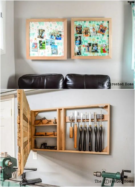 Quirky Storage Ideas, Hidden Storage Behind Artwork, Secret Shelf Diy Hidden Storage, Hidden Storage Small Spaces, Cupboard Storage Ideas Bedroom Diy, Hidden Picture Frame Storage, Secret Storage Diy, Diy Hidden Wall Storage, Hidden Storage Cabinet