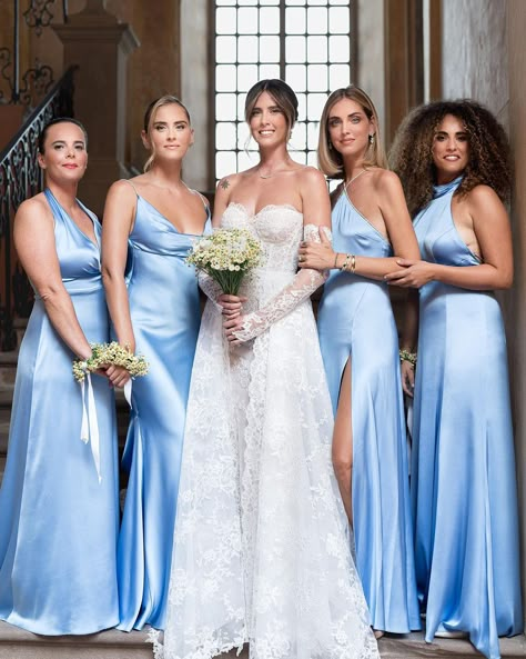 Don’t stop dreaming with our Tammy Bridal Gown ✨ #EmeBrides Ph @simonelezzi Stylist @marziaperagine MU @stefanotambolla Hair @cosimo_bellomo | Instagram Classy Bridesmaid Dresses, Baby Blue Bridesmaid Dresses, Wedding Entourage, Unique Bridesmaid Dresses, Light Blue Wedding, Bride Sister, Stop Dreaming, Private Wedding, Family Is Everything