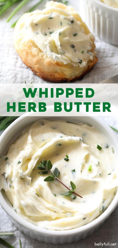 Herb Whipped Butter, Flavoured Whipped Butter, Whipped Butter Recipe For Bread, Specialty Butter Recipes, Homemade Herb Butter, Homemade Butter Gift, Herbed Butter Recipe, Whipped Flavored Butter, Whipped Butter Flavors