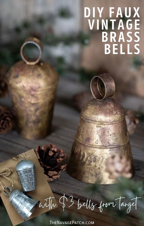 Diy Christmas Bell Ornaments, Christmas Bells Diy, Diy Vintage Christmas, Vintage Christmas Bells, Clay Moulds, How To Make Metal, Xmas Bells, Brass Christmas, Antique Bell