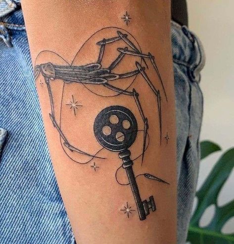 Coraline Arm Tattoo, Coraline Tattoo Design, Coraline Sleeve Tattoo, Coraline Inspired Tattoos, Matching Horror Tattoos, Coraline Doll Tattoo, Coraline Fan Art, Kai Tattoo, Coraline Flash Tattoo