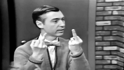 Mr. Rogers Flipping the Double Bird With a Giant Smile to Children On His TV Show 1967 #Old #Vintage #Retro Where Is Thumbkin, Mr Rodgers, Mister Rogers Neighborhood, Fred Rogers, Mr Rogers, Sketch Comedy, Celebrity List, Saturday Night Live, New Shows