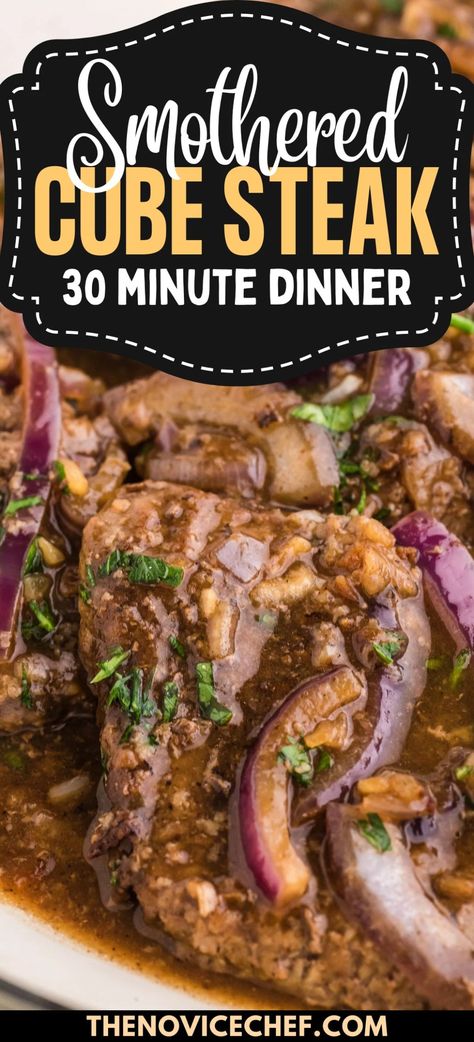 This Smothered Cube Steak is sure to become a family favorite! Tender, golden-brown cube steak is smothered in a rich onion gravy for a feel-good meal you’ll crave. Best Cubed Steak Recipe, Pork Cube Steak Recipes, Cubed Steak Recipes Easy, Pork Cube Steaks, Smothered Cube Steak, Cube Steak Crock Pot Recipes, Cube Steak Recipe, Beef Cube Steak Recipes, Steak On Stove