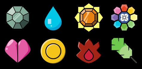 Pokemon Badges Tattoo, Kanto Gym Badges, Pokemon Gym Badges, Pokemon Sleeves, Pokemon Badges, Gym Badges, Pokémon Birthday, Pokémon Party, Pokemon Firered