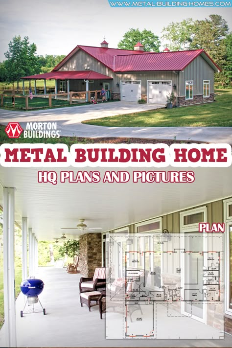 Red Iron Building Homes, Metal Shop Houses, Morton Homes, Morton Building Homes, Steel Frame Homes, Metal Building House, Pole Barn Home, Metal House Plans, Morton Building