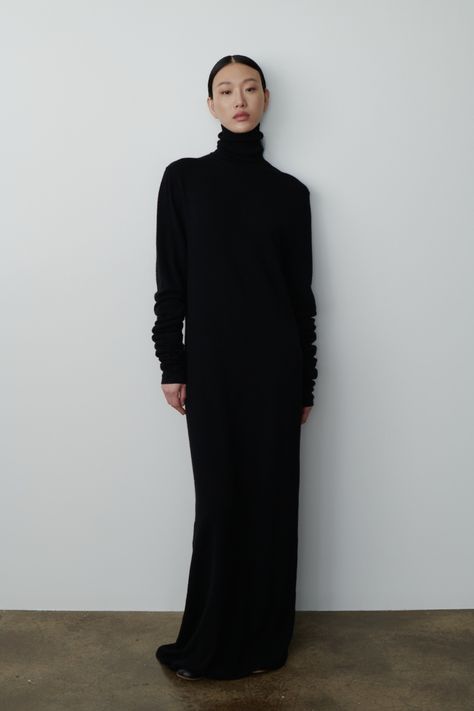 Black Dresses Long, Sora Choi, Turtleneck Dress, Long Black Dress, Turtle Neck Dress, Black Dresses, Dresses Long, Nun Dress, Cashmere Sweaters