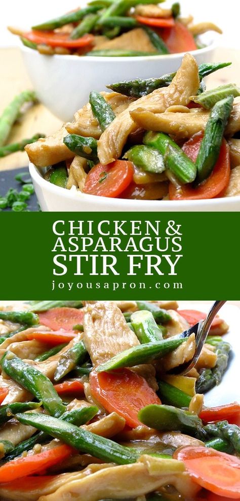 Chicken Asparagus Stir Fry - A healthy, light, quick and easy stir fry dish that is perfect for busy weeknights! This Chinese stir fry serves well with rice and will have you skipping take out in no time! #chicken #stirfry #chinese #asian #easy #healthy #asparagus #recipe #joyousapron Chicken Asparagus Stir Fry, Asparagus Stir Fry Recipes, Healthy Asparagus, Asparagus Stir Fry, Chicken And Asparagus, Chinese Stir Fry, Fry Chicken, Inflammation Diet, Mapo Tofu