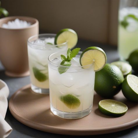 Coconut Lime Mojito Mocktail - Low Calorie Lime Mocktails, Coconut Lime Mojito, Mint Mocktail, Ginger Mojito, Lime Mojito, Coconut Mojito, Nonalcoholic Drinks, Mojito Mocktail, Coconut Ginger