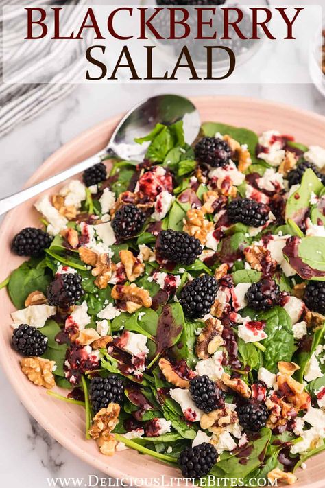 Spinach Blackberry Salad, Blackberry Peach Salad, Blackberry Goat Cheese Salad, Blackberry Arugula Salad, Blackberry Feta Salad, Blackberry Salad Dressing, Salad With Blackberries, Blackberry Salad Recipes, Blackberry Appetizers