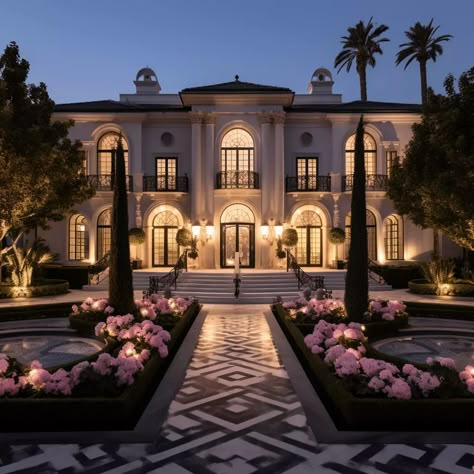 Inside Kenneth Todd & Lisa Vanderpump's Beverly Hills Home Modern Home Front Yard, Lisa Vanderpump House, French Villa Interior, Entrance Decor Ideas, Home Front Yard, Hollywood Mansion, Mansion Aesthetic, Old Money House, Front Elevation Design