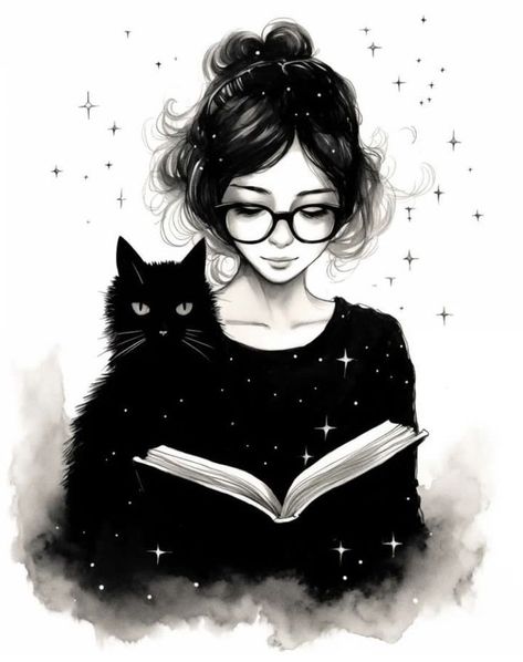 Book Cat Tattoo, Meow Art, Chat Kawaii, Image Chat, Black Cat Art, Hairless Cat, In Love With Him, Cat Artwork, A Black Cat