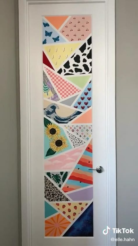 Painted Bedroom Doors, Door Painting, Bedroom Wall Paint, Indie Room Decor, Indie Room, Cute Bedroom Decor, Bedroom Doors, Cute Room Decor, Painted Doors