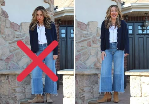 Jean And Shoes Guide, Wide Leg And Boots, Crop Wide Jeans Outfit, Crop Boot Jeans Outfit, Cropped Flared Jeans With Boots, Shoes To Wear With Cropped Wide Leg Pants, Wide Leg With Boots, Loafers Outfit Wide Pants, Crop Wide Leg Jeans Outfit Winter