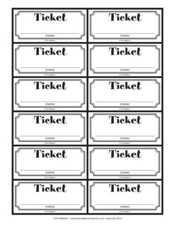 Tickets, Lesson Plans - The Mailbox in 2022 | Coupons for boyfriend, Coupon book, Bullet journal lettering ideas Ticket Template Free Printables, Raffle Tickets Printable, Printable Tickets, Coupons For Boyfriend, Paper Toys Template, Coupon Template, Ticket Template, The Mailbox, Love Coupons