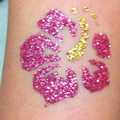 Hibiscus Body glitter tattoo . Lasts 7-10 days Glitter Tattoo Summer, Glitter Tattoo Aesthetic, Coconut Girl Tattoo, Coconut Girl Party, Gyaru Tattoo, Coconut Girl Pfp, Y2k Coconut Girl Aesthetic, Glitter Tatoos, Pink Coconut Girl