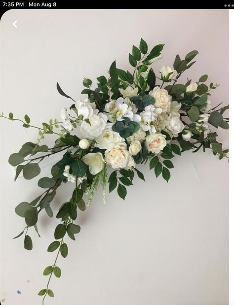 Door Flower Decoration Wedding, Diy Floral Swag For Arch Eucalyptus, Eucalyptus Swag Wedding, Wedding Swags Floral, Diy Floral Swag For Arch How To, Simple Flower Wedding Decorations, Arch Greenery Wedding, Swags For Wedding Arch, Wedding Flowers For Arch