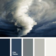 A real color storm - perhaps this is the best name for the color composition, uniting five shades of gray-blue. This color ensemble is very complicated and. In Color Balance, Flat Bedroom, Color Concept, Color Palette Ideas, Wall Living Room, Palette Ideas, Color Balance, Color My World, Blue Bedroom