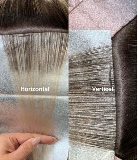 “I’ve had many questions about vertical placement, as if it is a foreign concept, but the truth is all of us have used this placement. You just don’t remember." Foil Placement For Highlights, Highlight Placement Foil, Blonde Highlight Placement, How To Foil Hair, Chunky Highlight Foil Placement, Diy Foils Highlights At Home, Highlights Foil Placement, Highlight Techniques Foil, Foil Techniques Hair Highlights