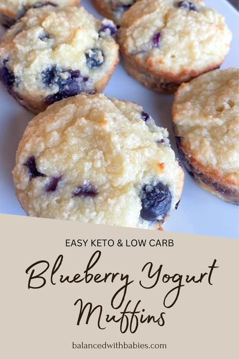 This keto friendly Blueberry Yogurt Muffin recipe is delicious and so easy to make! These healthy low carb muffins are light and fluffy, with 7g of protein and only 3 net carbs per serving. The key ingredient is the yogurt which makes them moist and gives them an added protein boost. Protein Muffins Low Carb, Yogurt Muffin, Low Carb Blueberry Muffins, Low Carb Blueberry, Blueberry Yogurt Muffins, High Protein Muffins, Blueberry Protein Muffins, Keto Muffin Recipe, Keto Blueberry Muffins