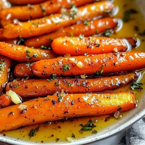 Honey Garlic Butter Roasted Carrots Honey Roasted Garlic Carrots, Honey Garlic Roasted Carrots Recipe, Honey Roasted Veggies, Honey Roasted Carrots Recipe, Honey Dijon Carrots, Roasted Honey Carrots, Honey Carrots Recipe, Honey Garlic Roasted Carrots, Buttered Carrots