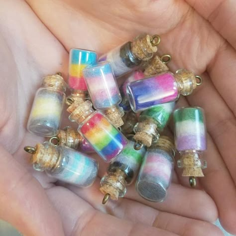 Tiny Jars, Diy Crafts For Girls, Lgbt Flag, Bottle Charms, Bottle Jewelry, Mini Craft, Magical Jewelry, Bottle Necklace, Kawaii Accessories