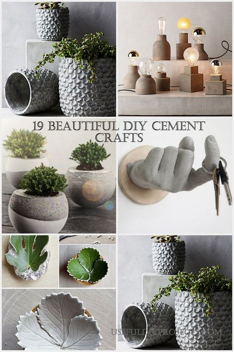 We have prepared a list of 19 beautiful DIY cement crafts that will add diversity and simple beauty to your interior decor. Diy Cement Crafts, Diy Cement Planters, Diy Cement, Cement Flower Pots, Diy Concrete Planters, Cement Diy, Concrete Diy Projects, Vintage Garden Decor, Cement Pots