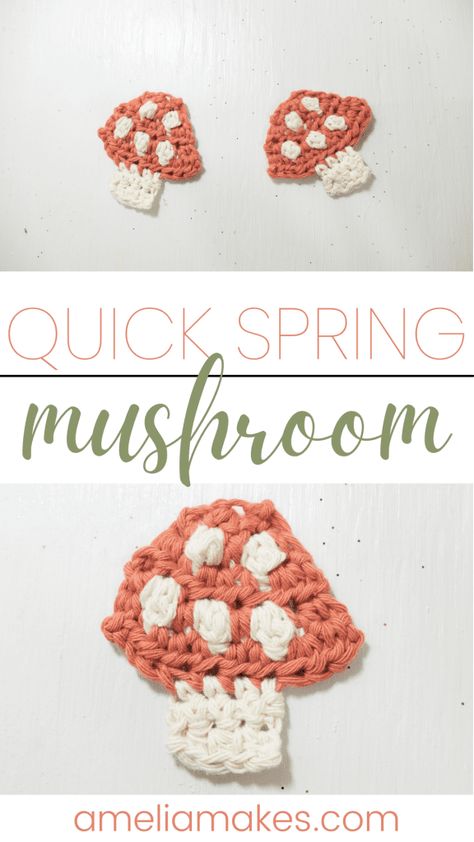 Crochet a Cute Spring Mushroom - Amelia Makes Mushroom Crochet Applique, Crochet Mushroom Applique, Crochet Mushroom Pattern Free, Catholic Crochet, Mushroom Applique, Mushrooms Crochet, Crochet Mushrooms, Mushroom Crochet, Functional Crafts