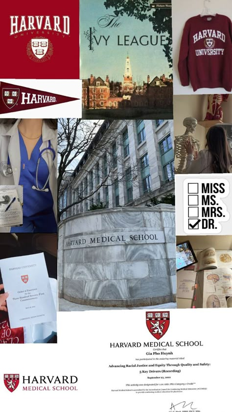 Harvard University's Medical aesthetics studying and working hard, getting into Harvard medical school, and achieving your goals of being a doctor. Harvard Med School, Harvard Aesthetic, University Inspiration, Being A Doctor, Dream University, College Vision Board, Medical School Life, College Motivation, Medical Student Motivation