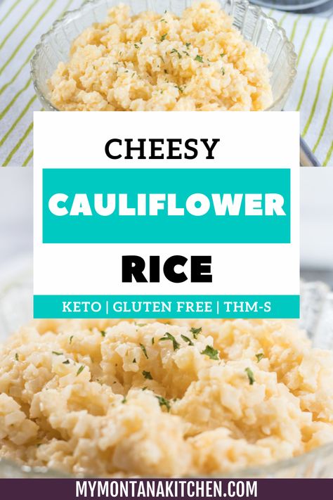 Easy Cheesy Cauliflower, Cheesy Cauliflower Rice, Keto Rice, Tasty Vegetables, Cauliflower Keto, Protein Rice, Tasty Cauliflower, Montana Kitchen, Low Carb Comfort Food