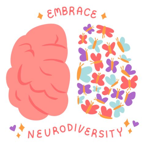 Embrace neurodiversity flat PNG Design Neurodivergent Illustration, Neurodivergent Aesthetic Art, Neurodivergent Affirmations, Neurodivergent Design, Neurodiversity Art, Dyslexic Brain, Neurodivergent Aesthetic, Neurodivergent Art, Coco Aesthetic