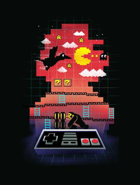 8 Bit Poster Design, Video Games Poster Design, Retro Gaming Poster, Pixel Poster Design, Negative Space Poster, Pixel Poster, Retro Games Wallpaper, Retro Games Poster, Games Poster