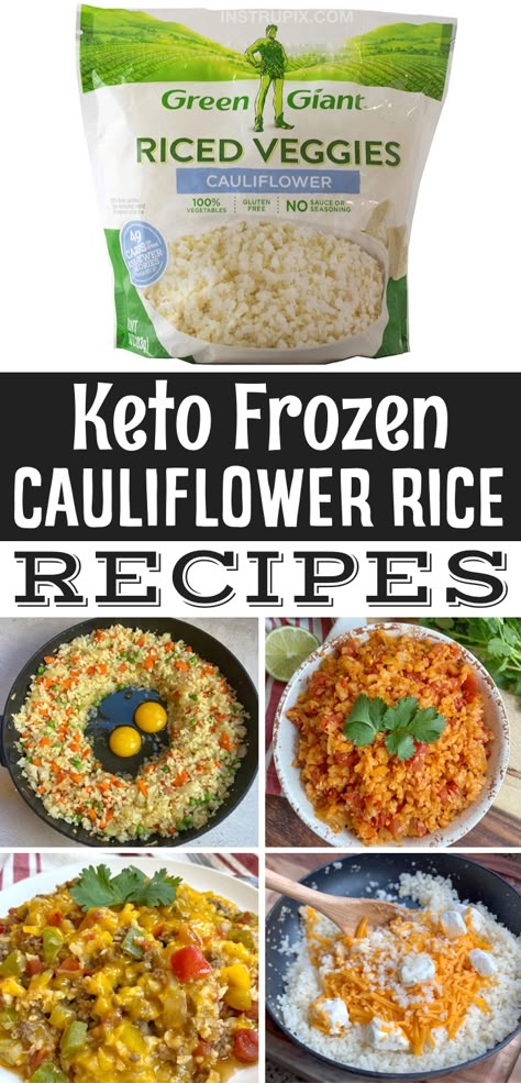 Frozen Cauliflower Rice Recipes, Riced Califlower Recipes, Cauliflower Rice Recipe, Frozen Cauliflower, Riced Veggies, Frozen Cauliflower Rice, Cauliflower Rice Recipes, Keto Sides, Keto Side