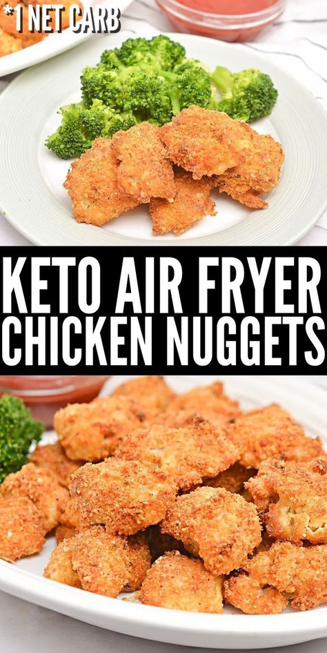 Keto Air Fryer Chicken Nuggets - Perfect for kids or quick lunches on the go, air fryer chicken nuggets are low-carb, high-protein, and taste better than fast food! #keto #ketorecipes #Ketorecipes #Ketoairfryerchickennuggets #ketochickennuggets #airfrychickennuggets #chickennuggets #chickenrecipes #airfryerecipes #food #recipes Low Carb Chicken Nuggets Air Fryer, Air Fryer Grilled Chicken Nuggets, Keto Air Fryer Chicken Nuggets, Keto Air Fryer Chicken, Keto Chicken Nuggets, Stylish Cravings, Air Fryer Chicken Nuggets, Air Fryer Recipes Keto, Air Fryer Keto