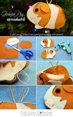 Guinea Pig Diy, Felt Ornaments Diy, Pig Crafts, Pig Stuff, Felt Ornament, Popsicle Stick Crafts, Ornament Tutorial, Felt Craft, Felt Christmas Ornaments