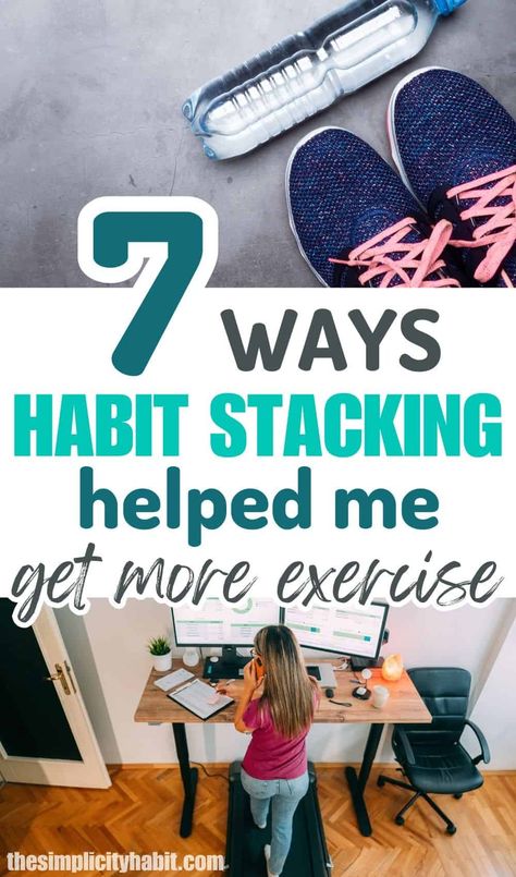 Learn 7 ways that habit stacking helped me to get more exercise so that you can use these same principles to start new habits in your life. Creating new habits doesn't have to feel daunting. Habit stacking makes it easier. #habits #selfimprovement #healthyhabits Habitica Ideas, How To Stop A Habit, Habit Stacking Ideas, Habit Forming Tips, How To Get Into The Habit Of Working Out, How To Make Exercise A Habit, Holistic Habits, Habit Stacking, Intentional Living