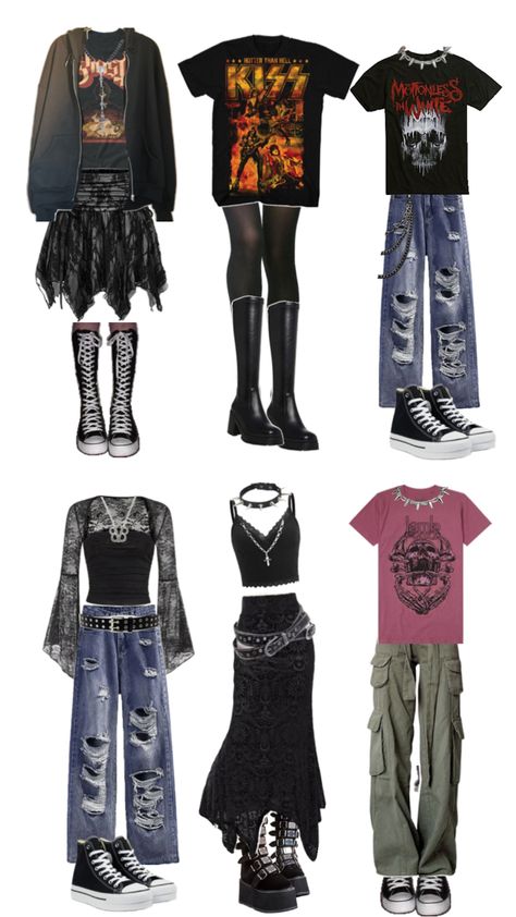 Emo scene goth metalhead outfits clothing Metalhead Outfits, Goth Metalhead, Scene Goth, Alt Clothes, Scene Outfits, Alt Outfits, Aesthetic Grunge Outfit, Emo Scene, Swaggy Outfits