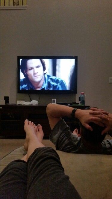 Me and my dad watching Supernatural. Yay! nerd Parents.