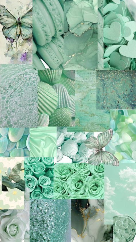 Mint green collage or Mint green color Green Collage, Mint Aesthetic, Minty Green, Wedding 2025, Green Brands, Mint Blue, Pastel Green, Theme Design, Nice Things