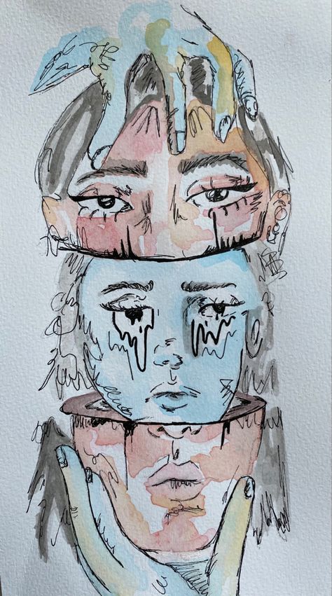 Art About Identity Self Portraits, Identity Art Gcse Cover Page, Gcse Art Theme Lock, Identity Art Final Piece, Mixed Emotions Drawing, Gcse Art Layers 2023, Encased Art Gcse, Self Identity Art Inspiration, Locked Art Gcse