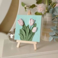 Table Decor Products To Refresh Mind & Soul - Inspire Uplift Painting Of Light, Light Pink Tulips, Painting Spring Flowers, Small Canvas Painting, Fall Canvas Painting, Lilies Of The Valley, Wood Easel, Tulip Painting, Painting Spring