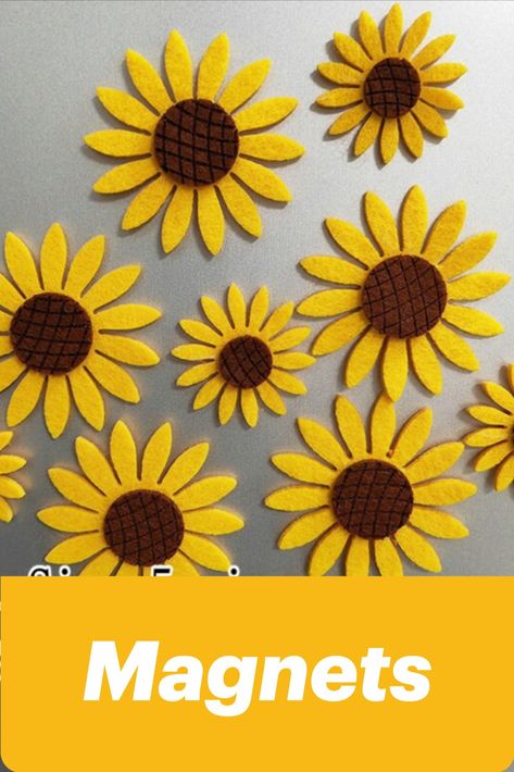 Sunflower Magnets, Sunflower Festival, Beautiful Sunflowers, Aesthetic Drawings, Flower Magnets, Craft Fair Ideas, Cute Flower, Fridge Magnet, Refrigerator Magnets