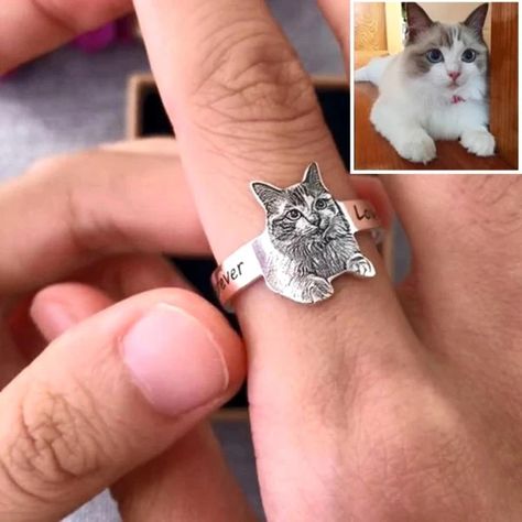 Just found this amazing item on AliExpress. Check it out! $10.99 | Portrait Jewelry, Photo Ring, Dog Ring, Memorial Ring, Pet Memorial Jewelry, Picture Engraving, Name Earrings, Name Ring, Pet Name