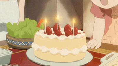 Anime Bento, Anime Cake, Anime Hands, Food Cartoon, Anime Gifs, Cake Videos, Kawaii Food, Anime Gifts, Birthday Gif