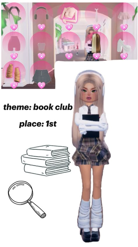 Only the ruffled denim skirt is VIP, but you can layer normal skirts for the same effect Dti Book Club Outfits Ideas, Dti Outfits Book Club, Book Club Dress To Impress Outfit, Book Club Dress To Impress, Dress To Impress Non Vip Outfits, Book Club Outfit, Ruffled Denim Skirt, Dti Fits, Dti Outfits