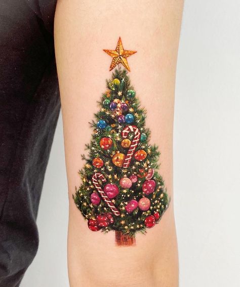 - Christmas tree🎄✨ Sponsored by @kwadron #treetattoo #christmastattoo #christmastreetattoo #realistictattoo #microrealismtattoo… | Instagram Fall Winter Tattoo, Christmas Tree Tattoos, Autumnal Tattoo, Christmas Tattoo Flash, Winter Tattoo Ideas, Christmas Tree Tattoo, Christmas Tattoo Ideas, Holiday Tattoos, Christmas Tattoos