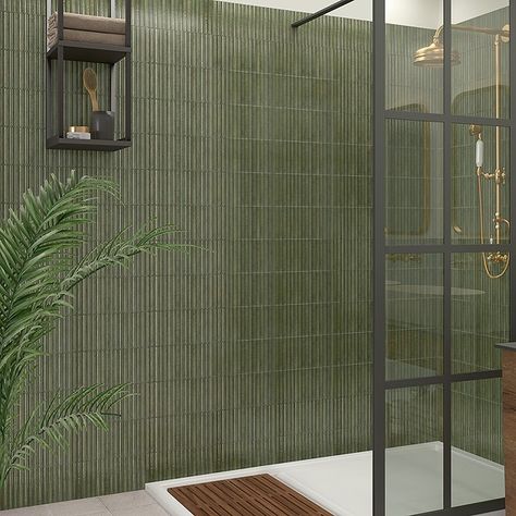 Bathroom Interior Design Tiles, Green Metro Tiles Bathroom, Green Bathroom Floor Tiles, Modern Green Bathroom, Green Shower Tile, Hallway Tiles Floor, Green Tile Bathroom, Tiled Bathroom, Tiled Hallway