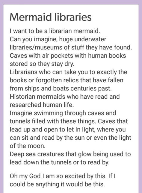 Mermaid libraries... mermaid story fodder, mermaid story inspiration, underwater library, writing prompt, mine.....if anyone uses this I want to read it!!!! Modern Typewriter, Mermaid Stories, Book Prompts, Prompts Ideas, Dialogue Prompts, Writing Things, Writing Inspiration Prompts, Story Prompts, Writing Prompt