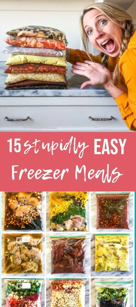 Easy freezer meals (like, actually easy) do indeed exist, and I've created the best ones here to save you time - quick, healthy and no pre-cooking anything! Simple Freezer Meals, Delicious Freezer Meals, Pregnancy Freezer Meals, Freeze Ahead Meals, Freezer Dinners, Freezable Meals, Freezer Meal Planning, Freezer Friendly Meals, Make Ahead Freezer Meals