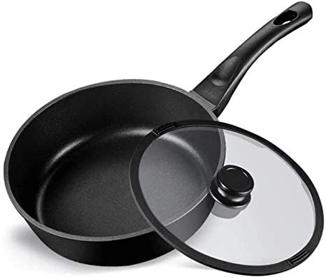 SHYOD Black Saucepan, Deep Bottom, Large Capacity, Non Stick Pan, Two Way Spout, Easy to Clean Black Pots And Pans, Skillet Steak, Best Cast Iron Skillet, Wok Pan, Deep Pan, Deep Frying Pan, Le Creuset Cookware, Crepe Pan, Fry Pan Set